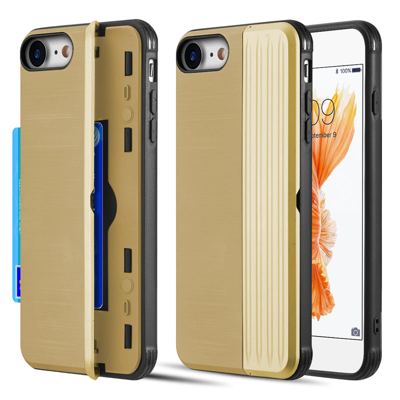 THE KARD DUAL HYBRID CASE WITH CARD SLOT AND MAGNETIC CLOSURE FOR IPHONE SE (2020) / 8 / 7 - GOLD