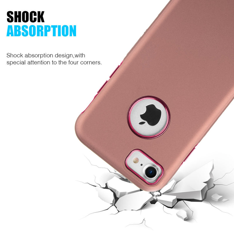 IPHONE 8/7 ROSE GOLD RUBBERIZED PC BACK PLATE + RED ELECTROPLATED TPU