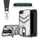 FOR IPHONE 8 / 7 THE VICTORY HYBRID CASE WITH METAL CAP STAND AND LANYARD - SILV