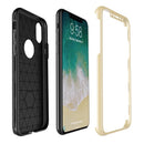FOR IPHONE XS/X FULL HYBRID SILK  W/ FRAME & TEMPERED GLASS PROTECTOR