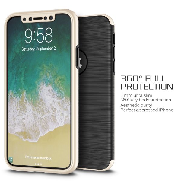FOR IPHONE XS/X FULL HYBRID SILK  W/ FRAME & TEMPERED GLASS PROTECTOR