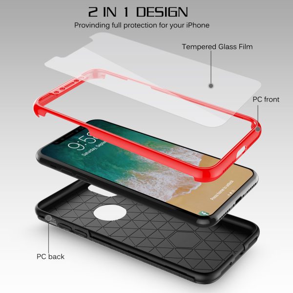 FOR IPHONE XS/X FULL HYBRID SILK  W/ FRAME & TEMPERED GLASS PROTECTOR