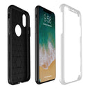 FOR IPHONE XS/X FULL HYBRID SILK  W/ FRAME & TEMPERED GLASS PROTECTOR