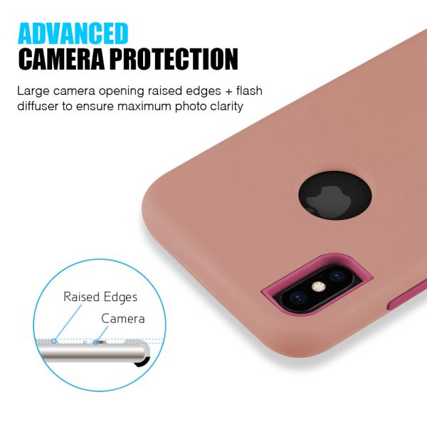 IPHONE XS MAX 2 TONE TPU PC COVER HYBRID PROTECTION CASE  HOT PINK/PINK