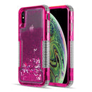 MILITARY DUAL WATERFALL SERIES SPARKLING QUICKSAND CASE FOR IPHONE XS MAX-PURPLE