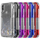 MILITARY DUAL WATERFALL SERIES SPARKLING QUICKSAND CASE FOR IPHONE XS MAX-PURPLE