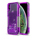THE MILITARY GRADE DUAL PROTECTIVE WATERFALL SERIES LIQUID SPARKLING QUICKSAND CASE FOR IPHONE XS MAX - PURPLE