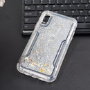 MILITARY DUAL WATERFALL SERIES SPARKLING QUICKSAND CASE FOR IPHONE XS MAX-PURPLE