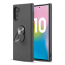 GALAXY NOTE 10 RUBBERIZED ANTI-SLIPPERY HYBRID PROTECTIVE CASE WITH BUILT-IN METAL ROTATABLE RING STAND - BLACK