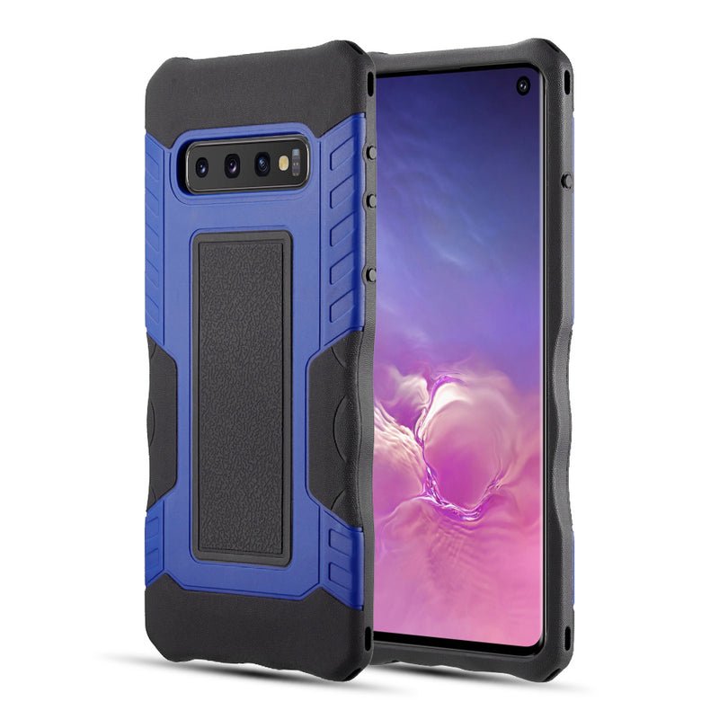 KNIGHT ARMOR RUBBERIZED PROTECTIVE HYBRID CASE WITH SHOCK ABSORPTION AND ANTI-SLIPPERY GRIP FOR GALAXY S10 - BLUE / BLACK
