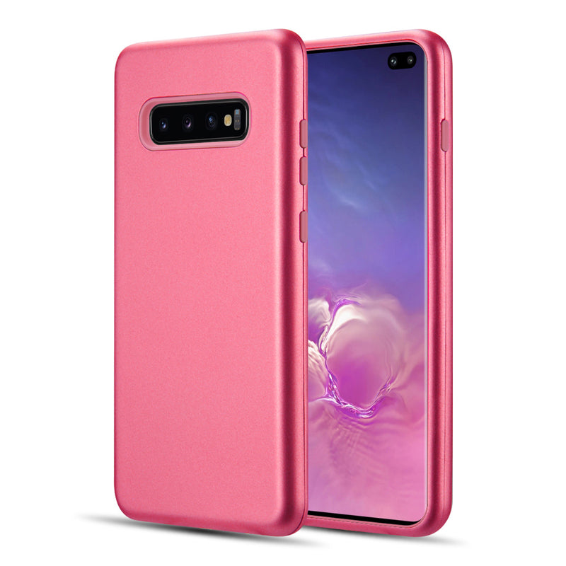 THE DUAL MAX SERIES 2 TONE TPU PC COVER HYBRID PROTECTION CASE FOR SAMSUNG GALAXY S10 PLUS - HOT PINK / PINK