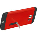 SAMSUNG GALAXY S6 EDGE HYBRID ARMOR W/ STAND BK TPU + GY PC