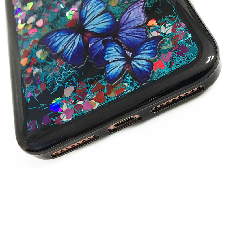 IPHONE 7 PLUS WATERFALL LIQUID CASE WITH ELECTROPLATED FRAME - COLORFUL OWL