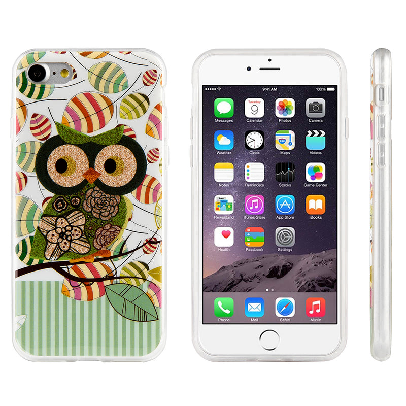 FOR IPHONE 8/ FOR IPHONE 7 TPU IMD CASE WITH GLITTER OWL - GREEN