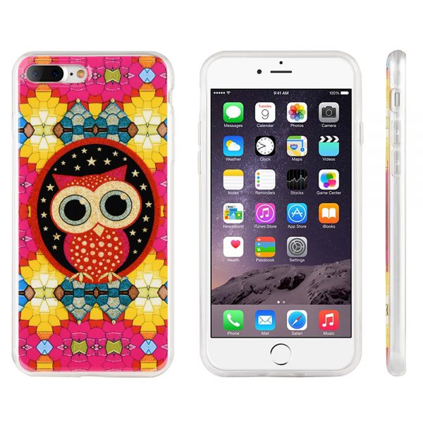 FOR IPHONE 7 PLUS  IMD CASE WITH GLITTER COLORFUL OWL
