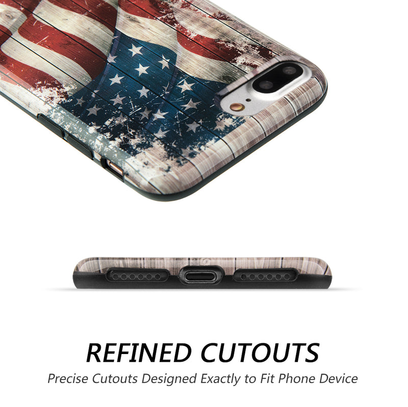 FOR IPHONE 7 PLUS PATRIOTIC VINTAGE FLAG SERIES IMD TPU CASE - FADED GLORY