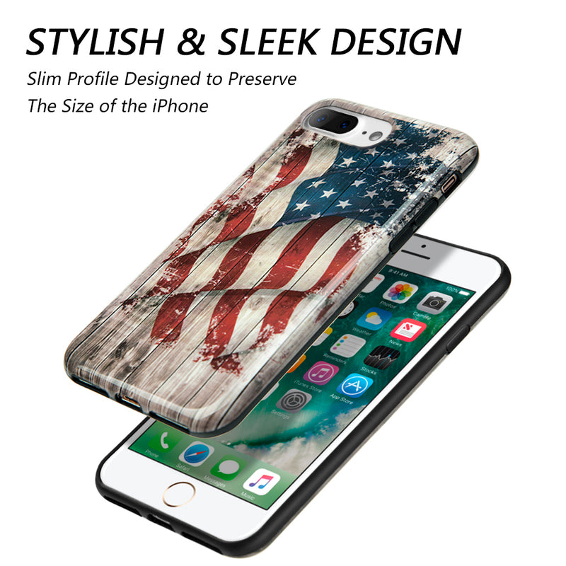 FOR IPHONE 7 PLUS PATRIOTIC VINTAGE FLAG SERIES IMD TPU CASE - FADED GLORY