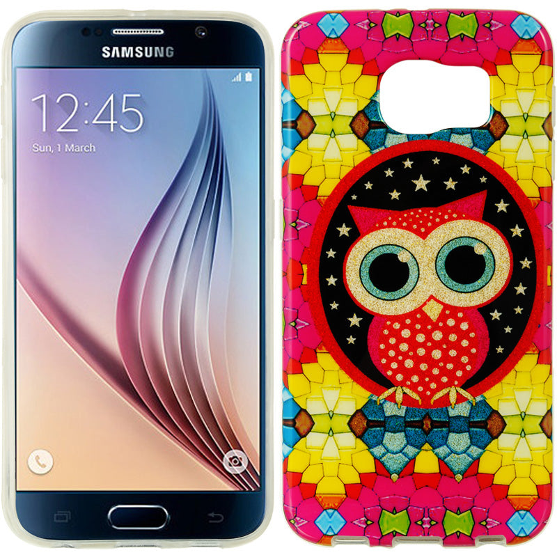 SAMSUNG GALAXY S6 TPU IMD CASE WITH GLITTER COLORFUL OWL