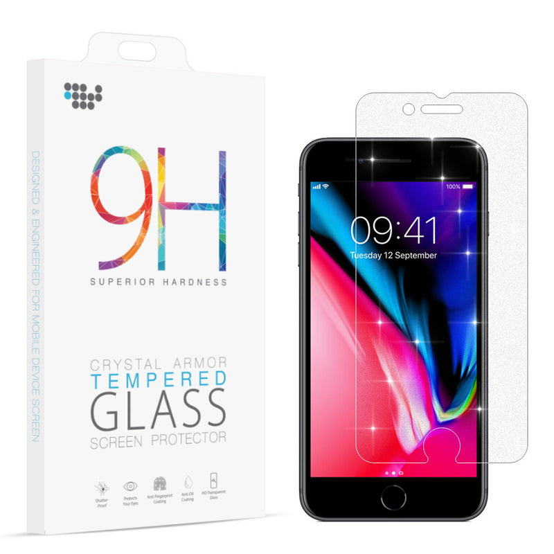 IPHONE SE(2020)/8/7/6 SPARKLE GLITTER FINGERPRINT RESISTANT TEMPERED GLASS