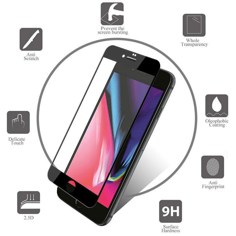 IPHONE 8 / 7 MATTE FINISH ANTI-GLOSS TEMPERED GLASS SCREEN PROTECTOR - BLACK