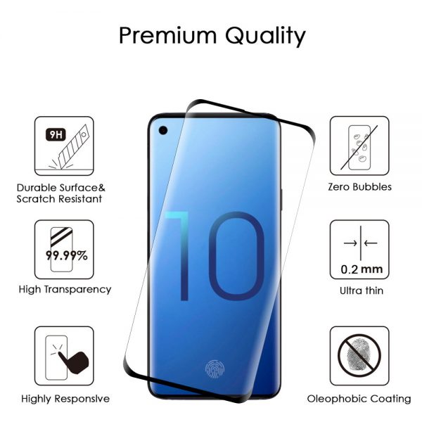 SAMSUNG GALAXY S10 3D CURVED EDGELESS TEMPERED GLASS 0.3MM ARCING BLACK