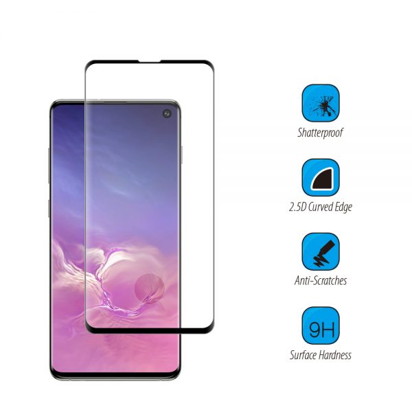 SAMSUNG GALAXY S10 3D CURVED EDGELESS TEMPERED GLASS  0.2MM ARCING - BLACK