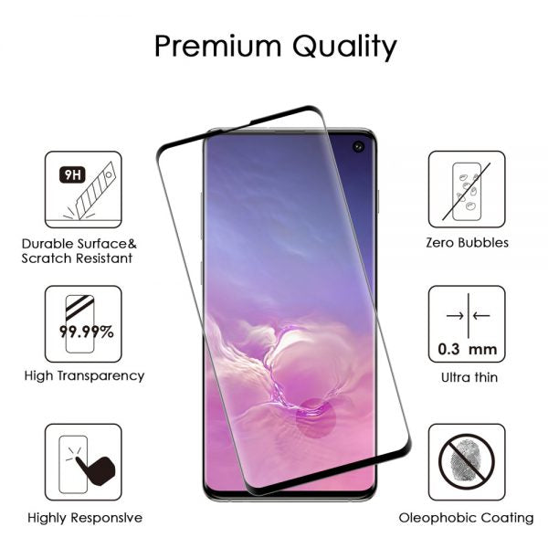 SAMSUNG GALAXY S10 3D CURVED EDGELESS TEMPERED GLASS  0.2MM ARCING - BLACK