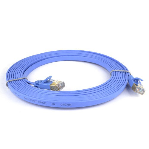 14' Category 7 (Cat7) Ethernet Patch Flat Cable (Blue) - SimplyASP Tech