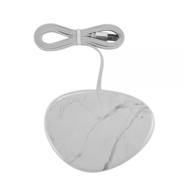 SLIM PEBBLE FAST WIRELESS CHARGING PAD SMARTPHONES AIR PODS 2 WHITE MARBLE