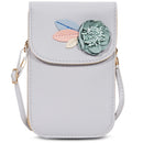 FASHIONABLY CHIC LEATHER BAG 3DFLOWER DECOR - LIGHT BLUE