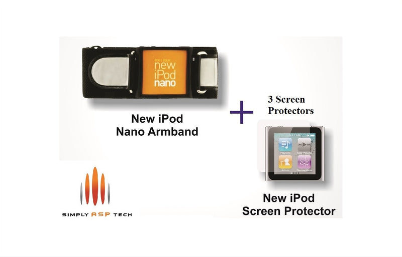 SimplyASP Tech Armband Immerse iPod nano 6th Gen Screen Protector iPod Nano 3 Pack Combo - SimplyASP Tech
