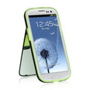 SAM S3 FLIP MIRROR/STAND CARD CASE NEON GREEN SKIN+BLAC