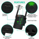 OptiCover WiFi Extender WPS Internet Signal Booster Repeater 2.4GHz 300 Mbps