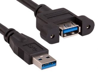 SimplyASP Tech 1ft USB 3.0 Panel-Mount Type A Male to Type A Female Cable